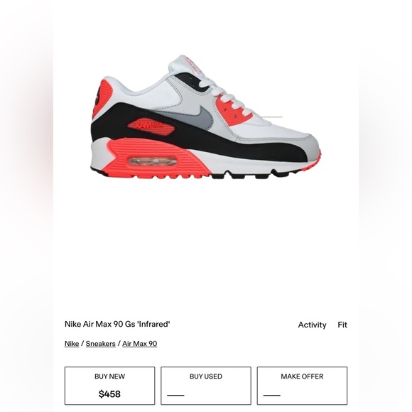 Nike Air Max 90 Gs 'Infrared's (Size 8.5 woman’s) - Picture 2 of 9